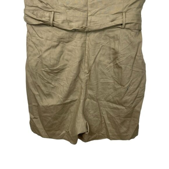 NWT Banana Republic Tan Linen Romper Short Safari Style Stretch V-Neck Size 14 - Picture 6 of 14